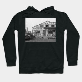 Icehouse and Roadside Store, 1937. Vintage Photo Hoodie